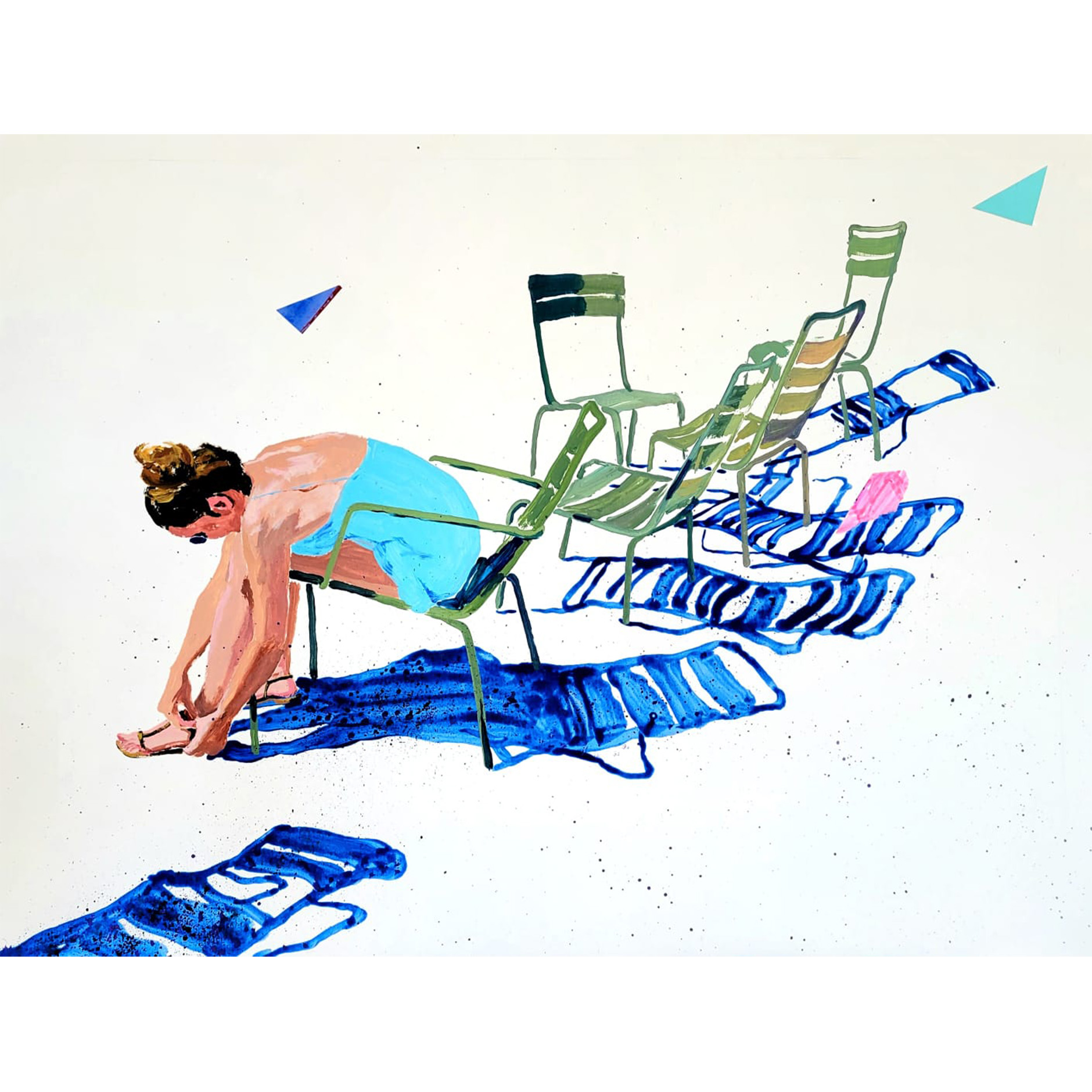 Maison-Soeurs-Lin-Wenjie-Many-Chairs-acrylique-et-collage-sur-carton-2023-56x78cm
