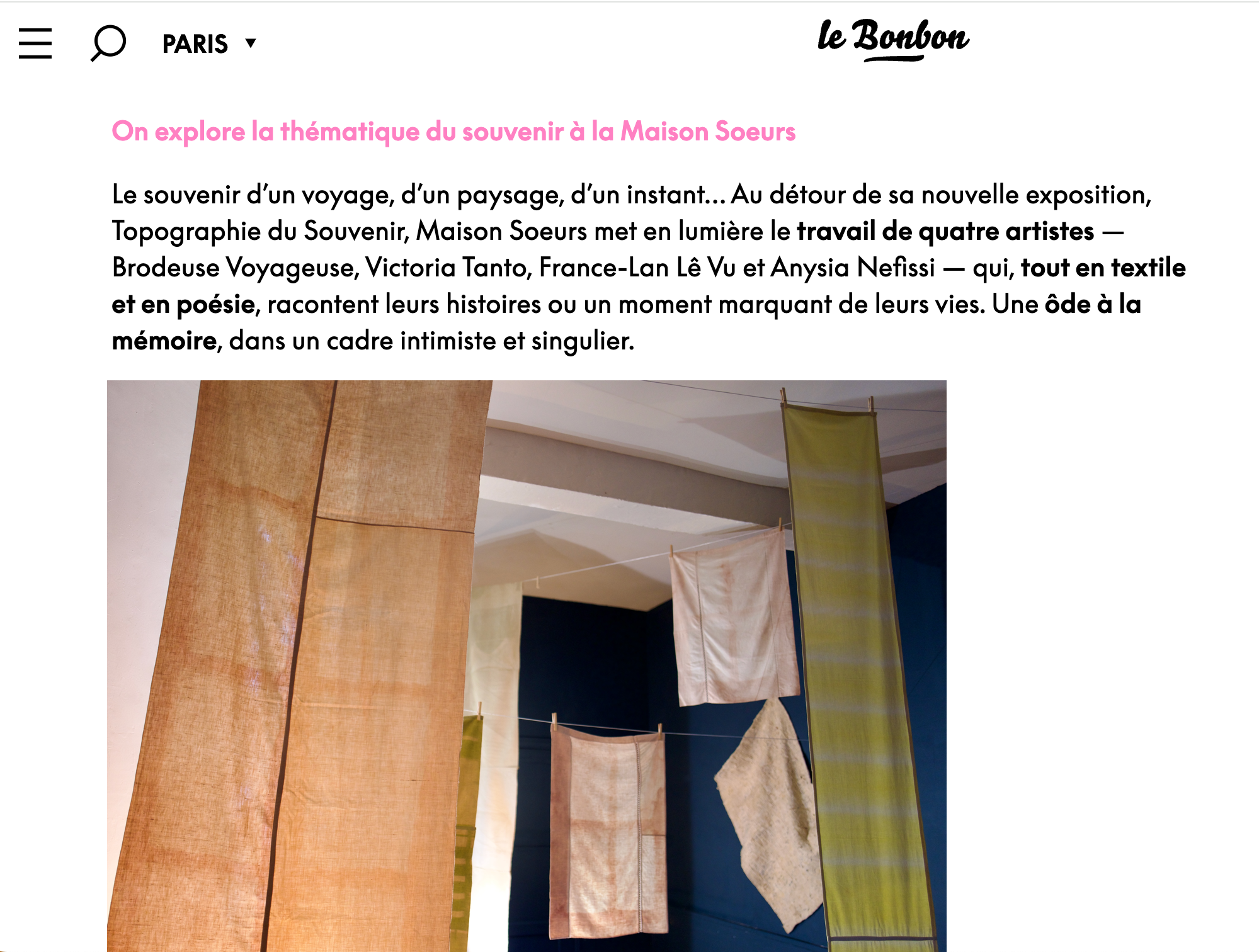 MaisonSoeurs_Article_Presse_LeBonbon_Topographie_du_Souvenir_mai_juin_2024